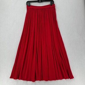 Skirt Women L Whimsigoth Fairygoth Witchy‎ Broomstick Boho Crinkle Red Maxi